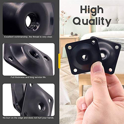 8 Sets M8 Furniture Leg Mounting Plates, 5/16" Heavy Duty Flat and Angled Leg Attachment Plates Kit with T-Plate Hanger Bolts Screws for Strengthen Sofas Couches Seat