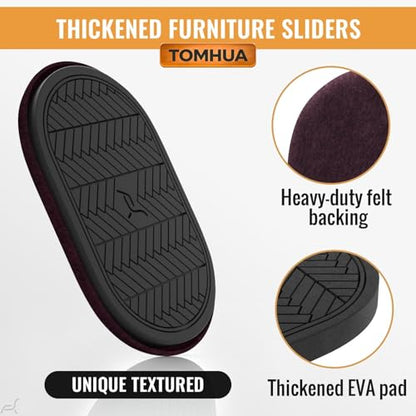 Furniture Sliders for Hardwood Floors Felt-4 Pack 9-1/2" Oval Reusable Furniture Slider with Extra Thick Design - Heavy-Duty Furniture Movers - Black Felt Sliders Effortless Moving - color: Black 4pcs
