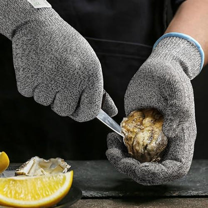 Schwer 2 Pairs ANSI A6 Cut Resistant Gloves, Food Grade Cutting Gloves for Kitchen Food Prep, Mandoline Gloves for Meat Cutting, Oyster Shucking, Knife Proof, Wood Carving, CR1401, L - size: Large