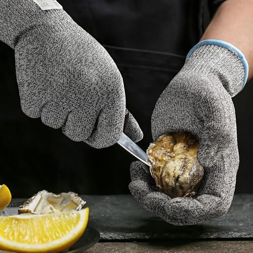 Schwer 2 Pairs ANSI A6 Cut Resistant Gloves, Food Grade Cutting Gloves for Kitchen Food Prep, Mandoline Gloves for Meat Cutting, Oyster Shucking, Knife Proof, Wood Carving, CR1401, S - size: Small