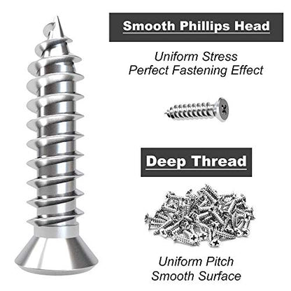 LuckIn 20 Pcs L Bracket Stainless Steel Corner Brace Sets, 90 Degree Right Angle Shelf Brackets with Screws for Wood Furniture, Chairs, Table, 50mm x 50mm, Silver, 2 Inch