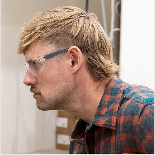 HexArmor VūFlex Clear Safety Glasses for Men & Women | Anti-Fog or Scratch Resistant | Lightweight Frame | 100% UV Protection - color: Anti-scratch | Black Frame