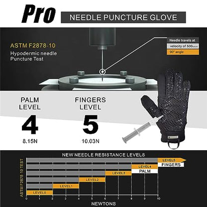 Level 5 Needle Resistant Gloves, Needle Puncture, Cut Resistant ANSI A9 Anti-Cut Anti-Slash, Touchscreen (One Pair, XL) - size: X-Large