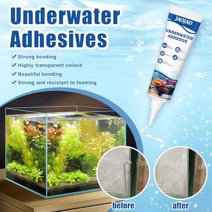 JAOJAO Aquarium Safe Silicone, Aquarium Silicone Clear Underwater Sealant Marine Waterproof Strong Adhesion Good Flexibility Underwater Bonding for Fish Tank, Pools Transparent, 120ml - color: Transparent