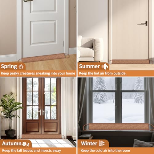 QUOLIX Triangle Under Door Draft Stopper Bottom Door Gap Filler & Seal Windproof Coating Cover Fits 30” to 36” Door Block Noise, Sound, Hot Air, Light, Bugs Easy Install Draft Blocker (32 inch-Brown) - size: 32-Brown