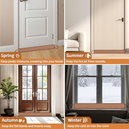 QUOLIX Triangle Under Door Draft Stopper Bottom Door Gap Filler & Seal Windproof Coating Cover Fits 30” to 36” Door Block Noise, Sound, Hot Air, Light, Bugs Easy Install Draft Blocker (32 inch-Brown) - size: 32-Brown