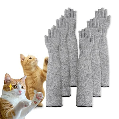 Ultra-Flexible Pet Handling Sleeves: 15.7” Kevlar Scratch-Resistant Gloves for Cat Grooming, Nail Trimming & Arm Protection - color: 3 Pairs