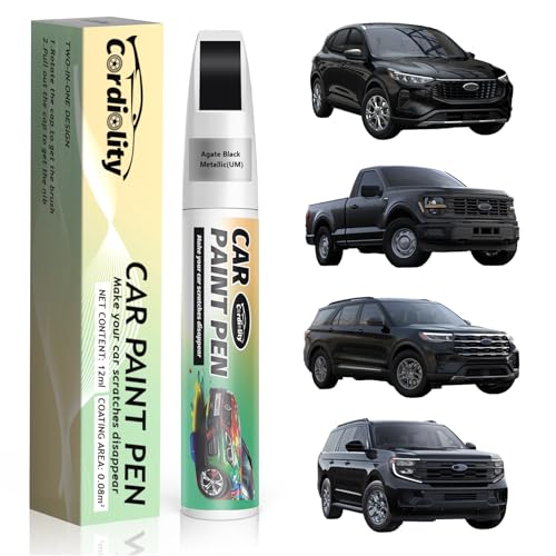 Car Touch Up Paint Agate Black Metallic(UM) for Ford, Color Accurate Car Scratch Repair Remover Pen Fix Auto Paint Chips and Nicks - color: Agate Black Metallic(UM)for C-Max/Econoline/Edge/Escape/Expedition/Explorer/F-Series/Fiesta/Flex/Focus/Fusion/GT/Mu