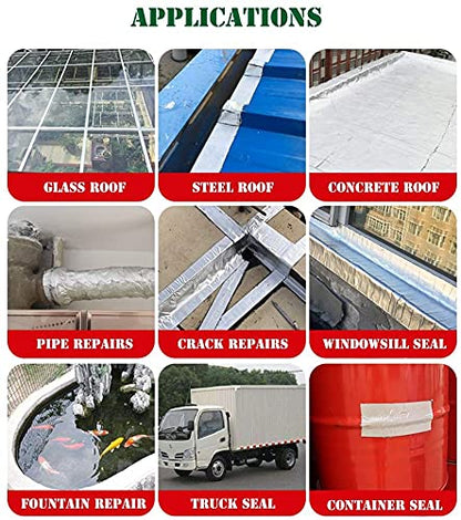 LLPT Aluminum Butyl Tape Butyl 4 Inch x 16.5 Feet Waterproof Leak Sealing Tape for Metal Roof Flashing RV Roof Patching Window Gutter Leak Repair (AB436) - size: 4" x 16.5 Ft