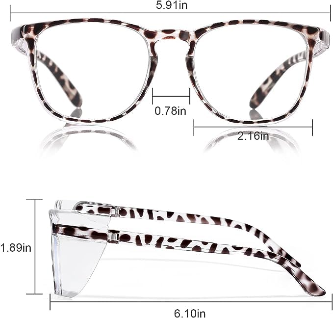 Stylish Safety Glasses Goggles for Women Girls Anti-fog Glasses Protective Eyewear Clear Glasses - color: Blue+tortoise+grey
