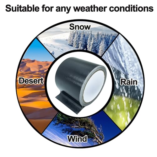 Awning Repair Tape Waterproof, Heavy Duty Outdoor Repair Tape for Tarp, Canvas, Tent, Boat Covers, Canopy, Sail Tape, Tent Repair Kit, UVproof and Heat-Resistant, Black