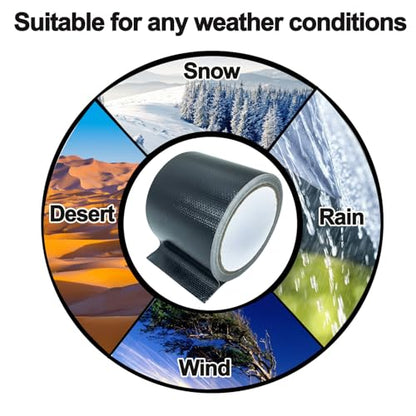 Awning Repair Tape Waterproof, Heavy Duty Outdoor Repair Tape for Tarp, Canvas, Tent, Boat Covers, Canopy, Sail Tape, Tent Repair Kit, UVproof and Heat-Resistant, Black