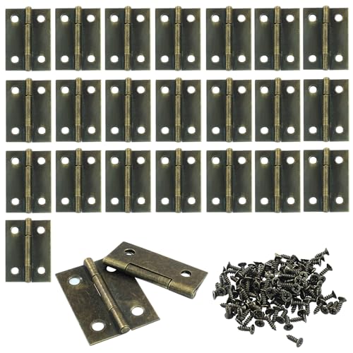 Murtenze 24 Pack 1.5 Inch Door Hinge Cabinet Hinge,Antique Bronze Butt Hinges Ball Bearing Window Outdoor Hinges with Mounting Screws - color: Antique Bronze, size: 1.5 Inch - 24 PCS