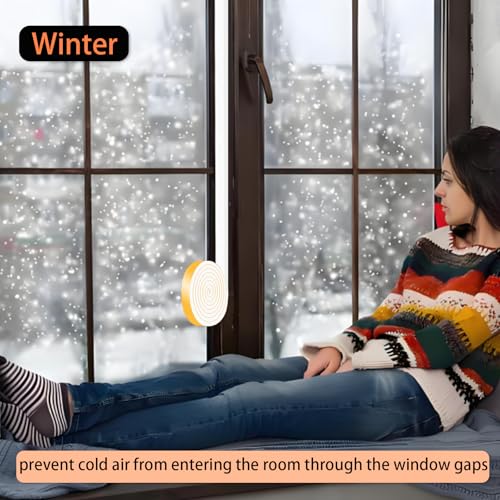 Weather Stripping Door Seal Strip,Window Insulation for Winter,Insulation Tape Roll for Insulating Door Frame, Window, Air Conditioner (White,1/2 in x 1/2 in x 26Ft) - size: 1/2 In x 1/2 In x 26 Ft