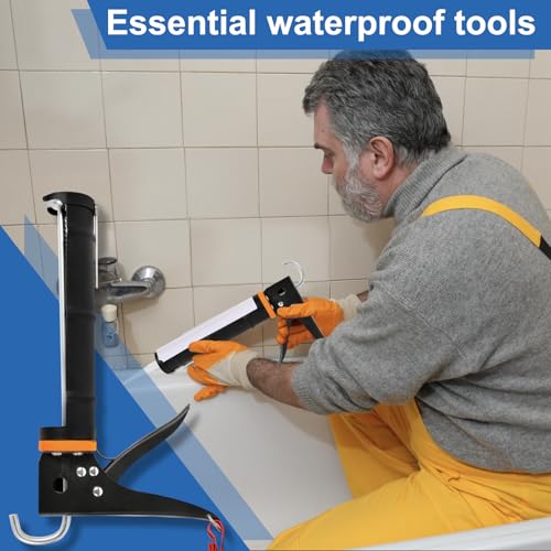 Professional Caulk Gun Kit, White Silicone Sealant + Caulk Gun + Caulking Tool Kit - All-Purpose 100% Silicone Caulk (10 oz Tube), with Caulk Gun, Smoothing Tool, Scraping Tool and Masking Tape