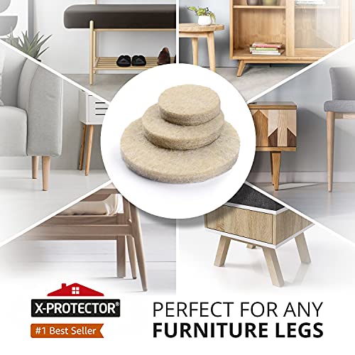 Felt Furniture Pads X-PROTECTOR 235 PCS Premium Furniture Pads - Felt Pads Furniture Feet Best Wood Floor Protectors - Protect Your Hardwood & Laminate Flooring! - size: 235 PCS Beige, Round & Square
