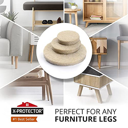 Best Felt Furniture Pads X-PROTECTOR - 48 Premium Chair Felt Pads Floor Protector for Furniture Feet Wood Hardwood Floors - Protect Your Hard Floors! (Beige) - size: 48 Pcs 1" Beige, Round