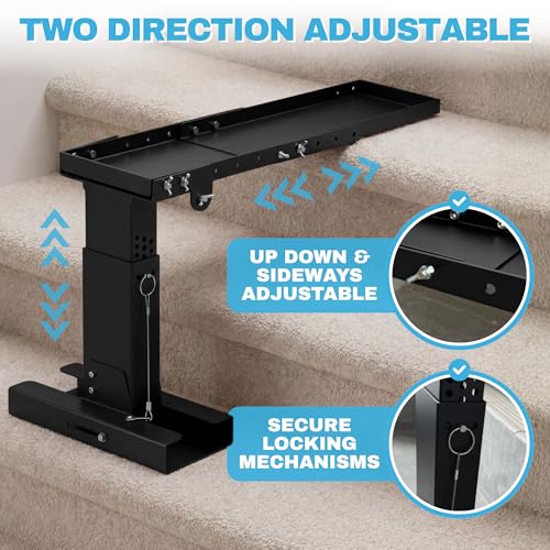 Foldable Ladder Leveler for Stairs, 11"–18.5" Adjustable Height, Carbon Steel Foldable Stabilizer, Fits Extension, Straight & Telescoping Ladders, Tool-Free Pin Lock, Non-Slip Rubber Base, 500lb Cap