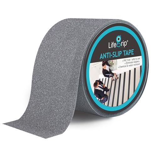 Lifegrip Anti Slip Traction Tape, 4 Inch x 38 Foot - Best Grip, Friction, Abrasive Adhesive for Stairs, Tread Step, Indoor, Outdoor, Grey (4" X 38') - color: Grey, size: 4" X 38'