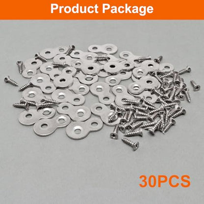 30 PCS Figure 8 Fastener with Screws, Heavy Duty Table Top Fasteners Hardware, Desk Top Fastener for Wood Chair Table Top Repair, Silver - color: Silver
