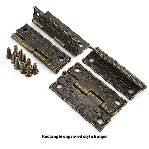 Antique Engraved Decorative Hasp Latch Hasp Hinges and Box Corner Protectors for Jewelry Box Cabinet Drawer Decoration and Repair