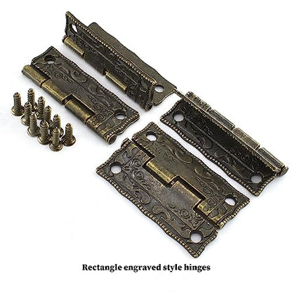 Antique Engraved Decorative Hasp Latch Hasp Hinges and Box Corner Protectors for Jewelry Box Cabinet Drawer Decoration and Repair