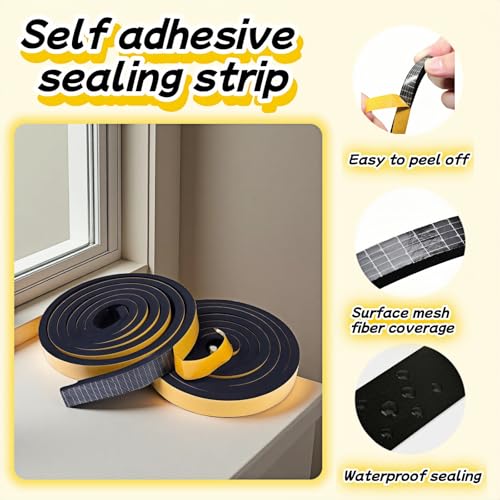 Durable Weather Seal Foam Tape: Strong Adhesive,Noise Reducing & Energy Saving,High-Density CR Foam Material,1/2" x 1/4" x 26 ft for Doors,Windows,AC - Easy Peel & Stick Seal Strip - size: 1/2 In x 1/4 In x 26Ft