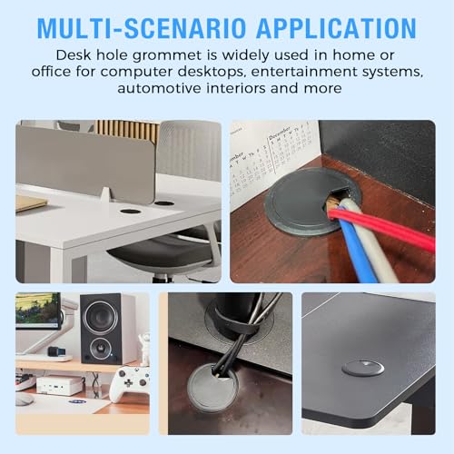 Desk Grommet 2-3/8" (60 mm), Desk Cord Hole Cover, Cable Grommet ABS Plastic, Desk Hole Grommet for Office and Home Table Cable, Detachable Adjustable Cable Cord Organizer (White 4 Pcs) - size: 2-3/8" (60 mm), style: 4 pcs White