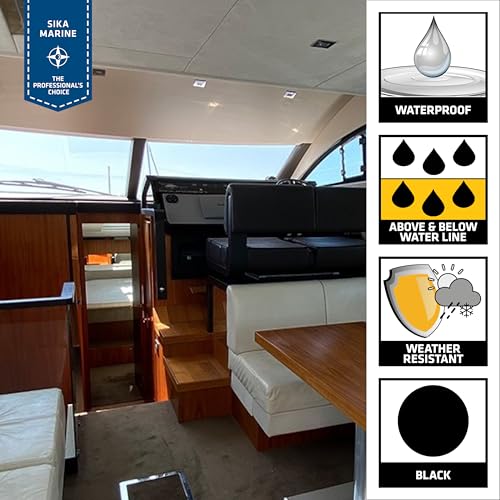 SIKA Sikaflex-291, Black, Fast Cure Marine Adhesive and Sealant, Polyurethane for Boats, Waterproof, Paintable, 10.1 fl. oz Cartridge - color: Black, size: 10.1 oz