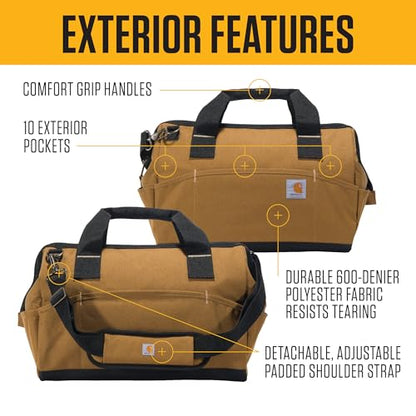 Carhartt Onsite Tool Bag, Durable Water-Resistant, Tool Storage Bag, Midweight, 16-Inch 17 Pocket, Carhartt Brown - size: 16-Inch 17 Pocket