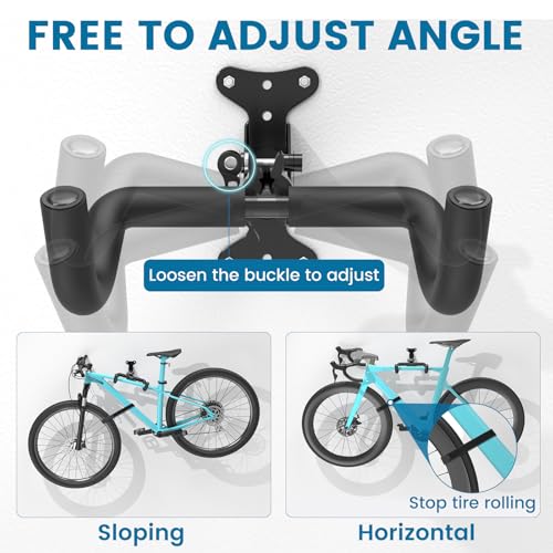 Housolution Bike Wall Mount - [1 Pack] EVA Foam Padded up to 48.5 lbs, Carbon Steel, Valve Mechanism, Heavy-Duty Adjustable Bike Wall Hanger for Road, Mountain and Hybrid Bikes, Garage & Apartment - size: 1 pack