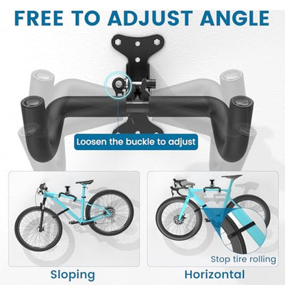 Housolution Bike Wall Mount - [2 Pack] EVA Foam Padded up to 48.5 lbs, Carbon Steel, Valve Mechanism, Heavy-Duty Adjustable Bike Wall Hanger for Road, Mountain and Hybrid Bikes, Garage & Apartment - size: 2 pack