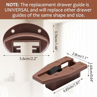 8 Sets Drawer Slides Replacement, Compatible with Kenlin Rite-Trak II Drawer Track Guide Repair Kit for Dresser/Nightstand Drawers with Screws - size: 8 Sets, style: NO Metal Back Plate