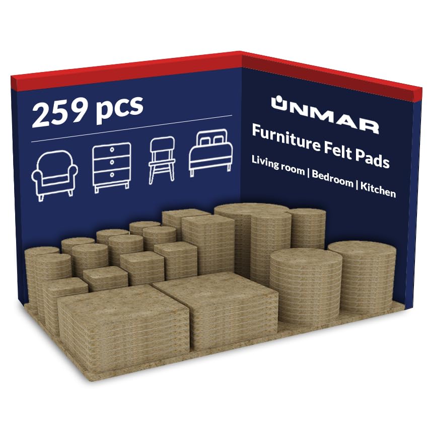 Furniture Felt Pads Brown 259 Pcs Strong Self Adhesive Protectors for Hardwood Floors Laminate Flooring Furniture Feet Chair Legs Table Cabinet Couch Non Scratch Peel Stick Felt Pad Set for All Floors - size: 259 pcs. Brown