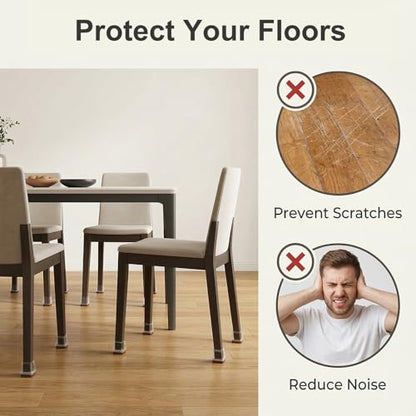 40 Pcs 2 Size Chair Leg Covers to Protect Floors, Clear Square Silicone Chair Leg Covers (M Fit: 0.75"-1", L Fit: 1"-1.5”)