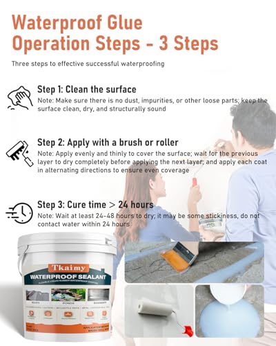 Tkaimy Transparent Waterproof Coating 175oz, Water-Based Invisible Waterproof Agent Leak Repair Sealant, Indoor & Outdoor Roofs, Shower Walls, Bathroom, Kitchen, Liquid Water Proof Clear Sealant - style: 175 OZ