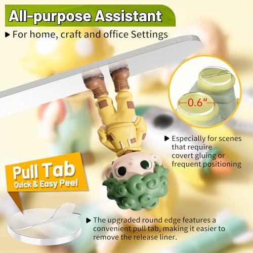 PHIXBEAR Upgraded 360Pcs Double Sided Tape Sticky Dots with Pull Tab, Removable Adhesive Mounting Putty No Trace Dots, 0.6" Clear Sticky Tack for Museum Picture Crafts & DIY