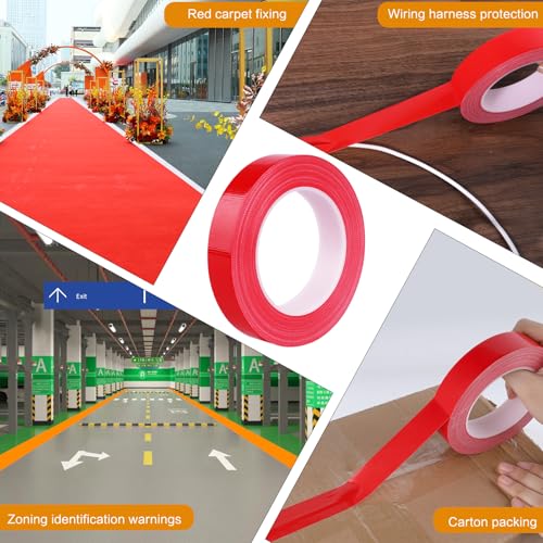 Red Duct Tape 1 Inch x 33 Yards, Heavy Duty Waterproof Repair Tape, Straight Hand-Tear Cloth Tape for DIY Craft, Camping Gear, Home Maintenance & Packing - color: Red