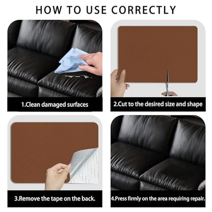 Self Adhesive Leather Repair Patch,8x12 inch Vinyl Repair Kit,Leather Repair Kit for Furniture,Car Seat,Couch,Office Chair,2 Pcs Light Brown - color: Light brown, size: 8*12inch