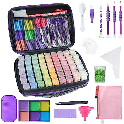 Douorgan Diamond Painting Storage Containers Diamond Painting Accessories and Tools Portable Organizer Shockproof Diamond Art Storage Case Jewelry Beads Storage Box (54 Square Jars) - size: Medium - 54 Square Jars