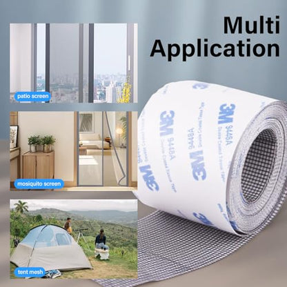Window Screen Repair Tape, Made of 3M Tape, Screen Repair Kit for Small Holes and Tears of Windows, Doors, Mosquito Net, Strong Adhesive Patch Kit Fiberglass Mesh Tape (Normal) - style: Normal