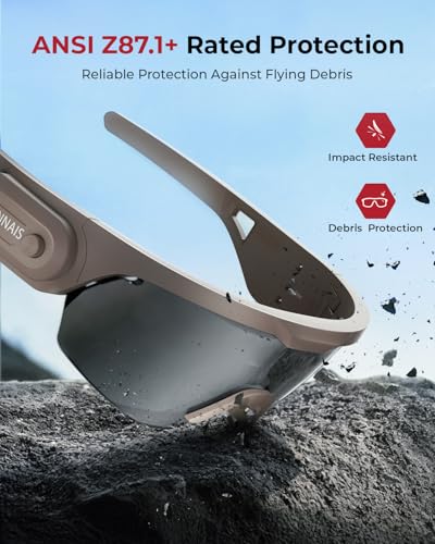 ONNAIS Shooting Glasses with Earplugs - ANSI Z87.1+ Safety Glasses with Detachable NRR 32dB Earplugs, Gifts for Men and Women - color: Khaki