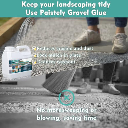 Rock Glue for Landscaping, Fast Drying Lockdown Sticky Rock Glue, Reliable and Non-Toxic Gravel Binder for Rocks, and Pea Gravel, Lasts up to 12-24 Months