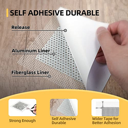 Drywall Patch Kit,12 Pcs Aluminum Drywall Repair Kit for Holes, 2/4/6/8 inch Self Adhesive Fiberglass Wall Hole Patch Kit for Drywall, Sheet Rock, Aluminum Metal Sheetrock Ceiling Dry Wall Patch - color: 12Pcs Wall Patch