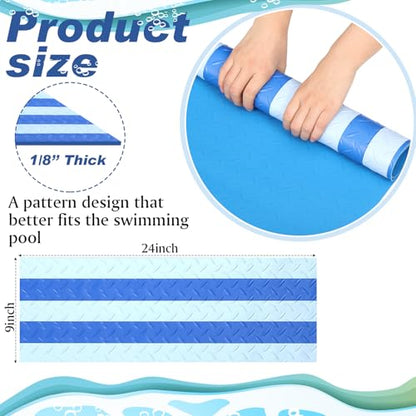 Drydiet Pool Step Mat Above Ground Ladder Mat, Swimming Protective Nonslip Step Pad with Texture, Pool Essentials Accessories for Floor Liners and Stairs, Blue and White Stripes(9 x 24 Inch) - size: 9 x 24 Inch