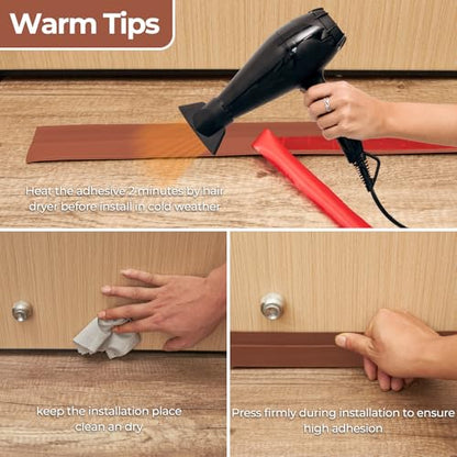 Door Draft Stopper Weather Stripping: Ohuhu Under Door Bottom Seal Strip Sweep Blocker Gap Filler Flexible Noise Insulation Draft Guard for Bottom of Door Garage (Brown, 39" L x2 W) (Pack of 2) - size: 39" L x2 W (Pack of 2)