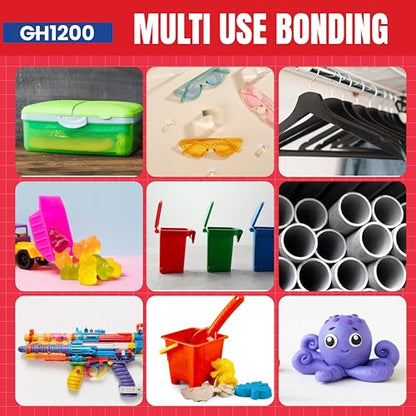GH1200 (2-in-1) Super Glue for Plastic with Brush Applicator & Nozzle - Fast Setting Plastic Glue Heavy Duty for Solid Bonds, DIY & More, Crystal Clear & No Stain Glue - style: 20g Plastic Glue Brush & Nozzle