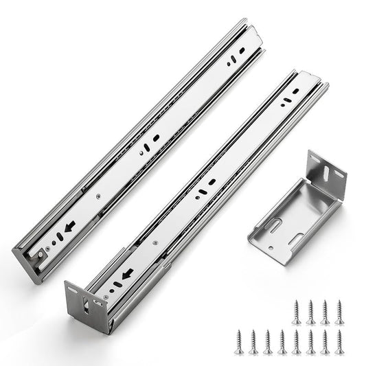 22 Inches Drawer Slides - 1 Pair Soft Close Drawer Slides Heavy Duty Side Mount Ball Bearing Brushed Nickel Drawer Rails with Mounting Brackets, Silver - size: 22 Inch