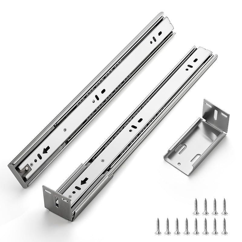 18 Inches Drawer Slides - 1 Pair Soft Close Drawer Slides Heavy Duty Side Mount Ball Bearing Brushed Nickel Drawer Rails with Mounting Brackets, Silver - size: 18 Inch