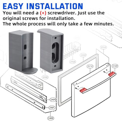 Refrigerator Door Handle Repair Kit Compatible with LG Refrigerator Door Replacement Handles Kit for LG 3651JA2268G LRFC25750SB LRFD25850ST Freezer Door Handle, 2PCS Silver